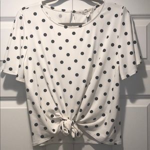 Polka Dot Tie Front Knot Top
